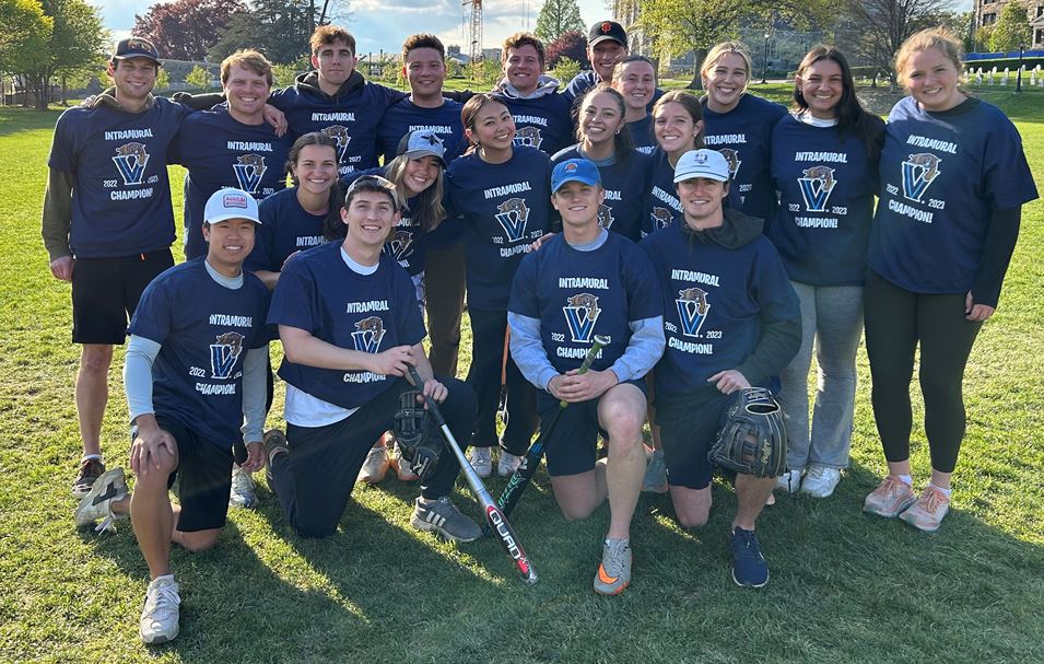 Students posing for all gender softball champions picture